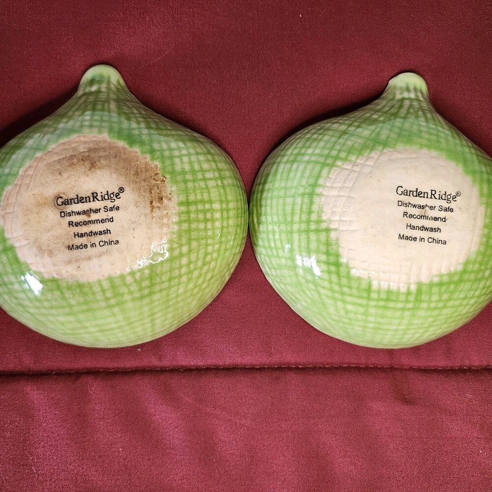 Garden Ridge Pottery Green Leaf Scalloped Ceramic Appetizer Dip Bowls Set of 4 - Picture 4 of 9